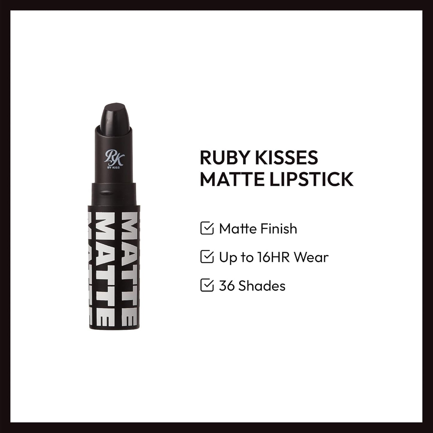 RK By Kiss Matte Lipstick 14 Blackism 3.5g