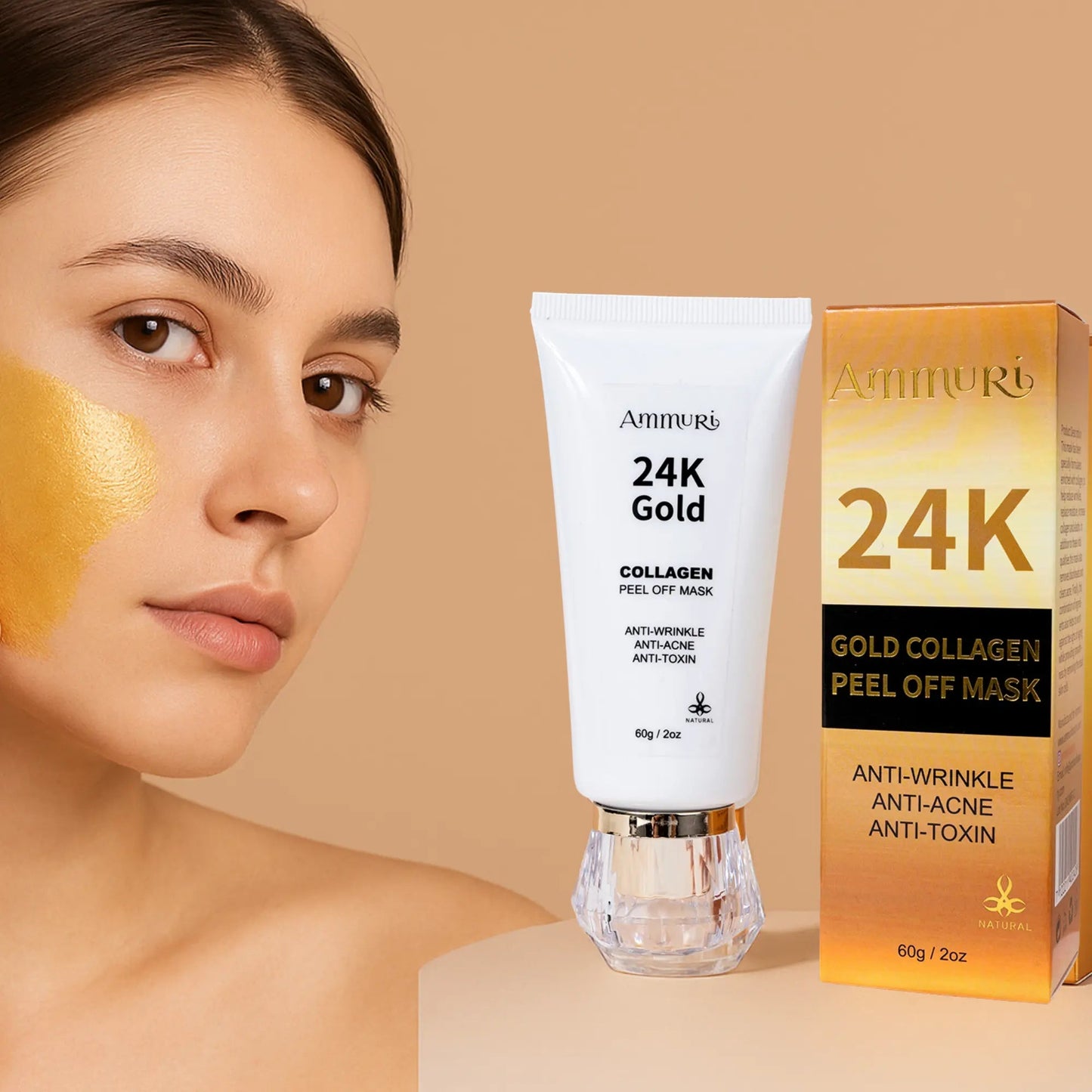 24K Gold Peel-Off Face Mask for Deep Cleansing & Pore Minimising (60ml) | Ammuri-1