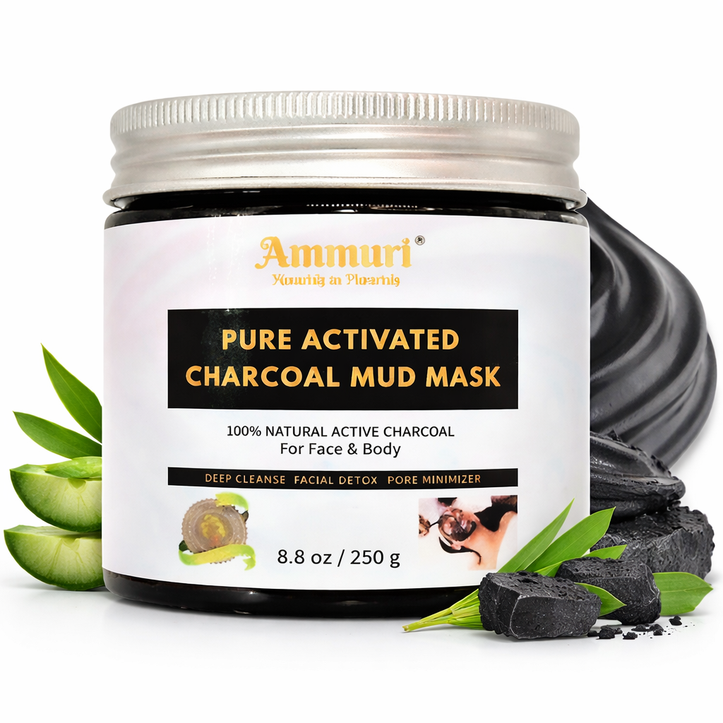 Activated Charcoal Mud Mask for Deep Cleansing Face & Body | Ammuri-1