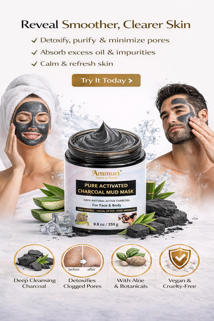Activated Charcoal Mud Mask for Deep Cleansing Face & Body | Ammuri-2