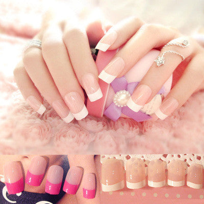 Nail art finished French long fake nail patch-0